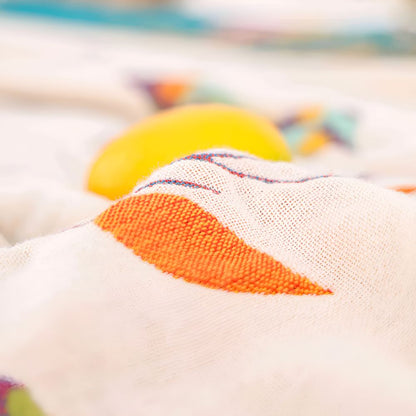 Charming Avian Cotton Throw with Stylish Tassels