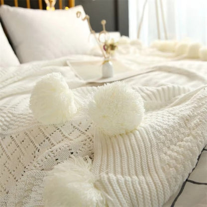 Cozy Charm Pom-Pom Throw Blanket