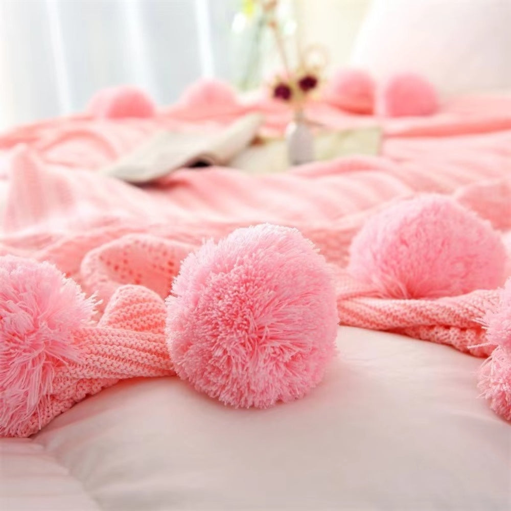 Cozy Charm Pom-Pom Throw Blanket