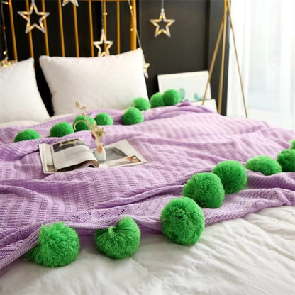 Cozy Charm Pom-Pom Throw Blanket