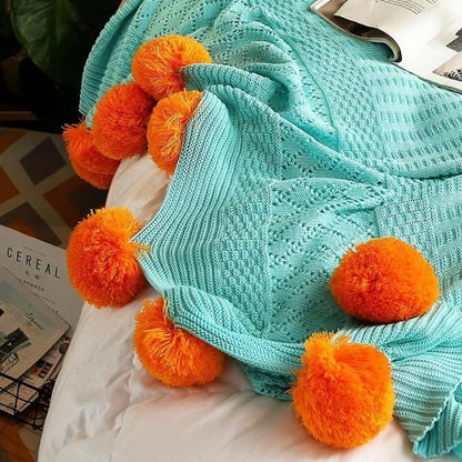 Cozy Charm Pom-Pom Throw Blanket