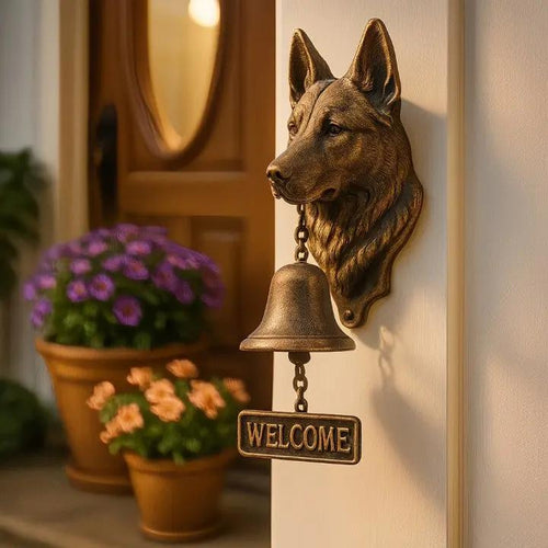 Handcrafted Cast Iron Doorbell with Dog – Welcome Bell HerderKlank