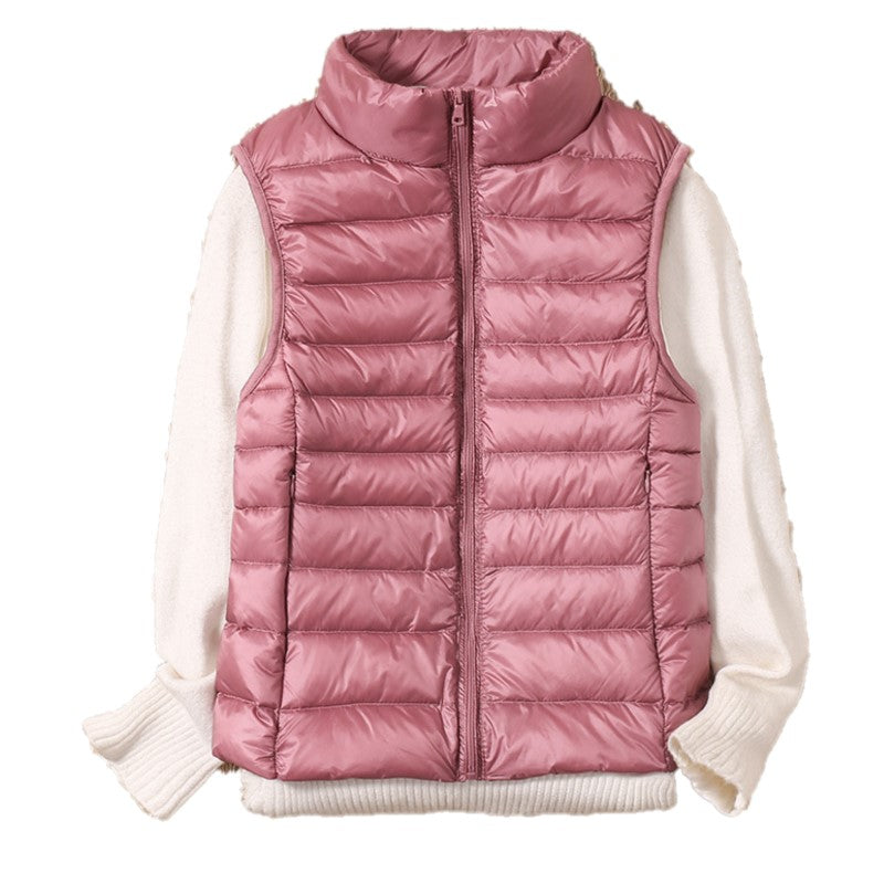Sleeveless Cropped Puffer Jacket for Women - Down Insulation