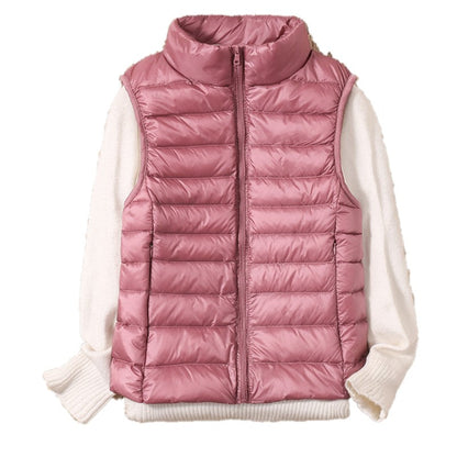 Sleeveless Cropped Puffer Jacket for Women - Down Insulation