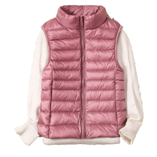 Sleeveless Cropped Puffer Jacket for Women - Down Insulation