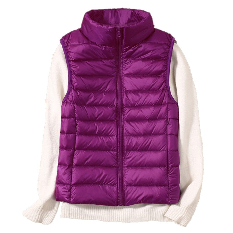 Sleeveless Cropped Puffer Jacket for Women - Down Insulation