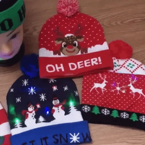 Festive Glow Knit Beanie with LED Lights