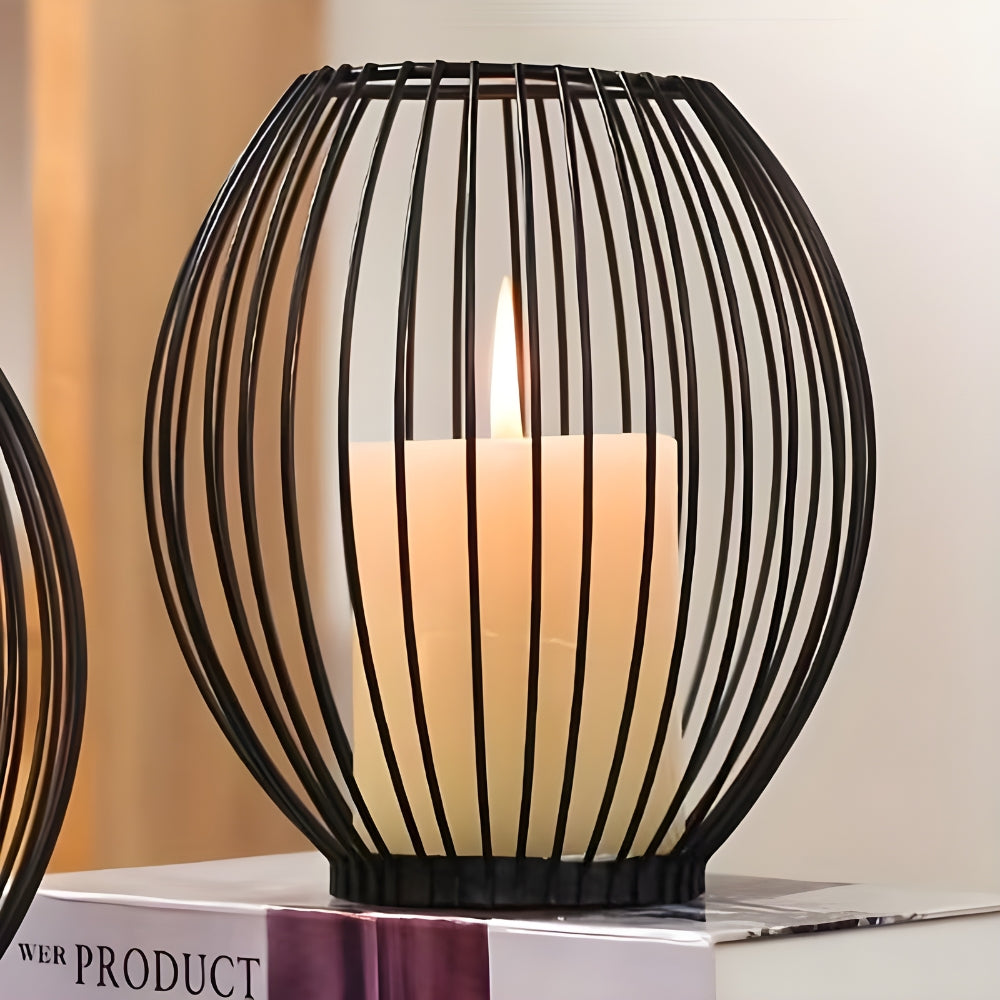 Geometric Iron Candle Stand for Modern Elegance