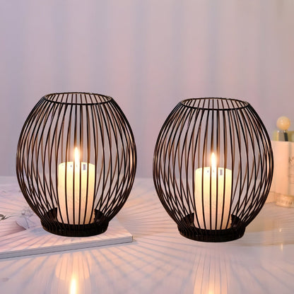 Geometric Iron Candle Stand for Modern Elegance