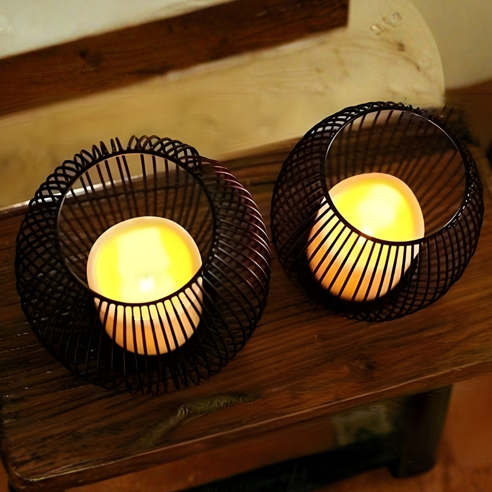 Geometric Iron Candle Stand for Modern Elegance