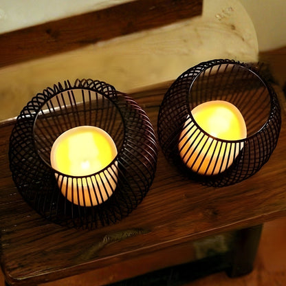 Geometric Iron Candle Stand for Modern Elegance