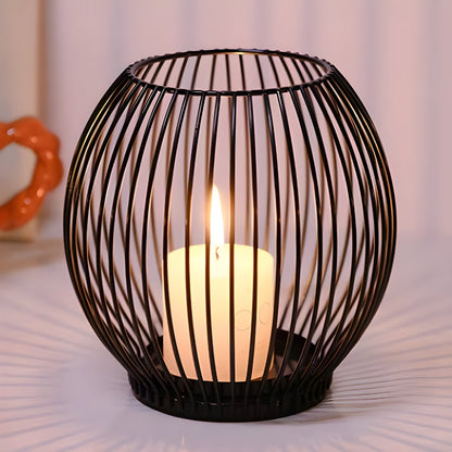 Geometric Iron Candle Stand for Modern Elegance