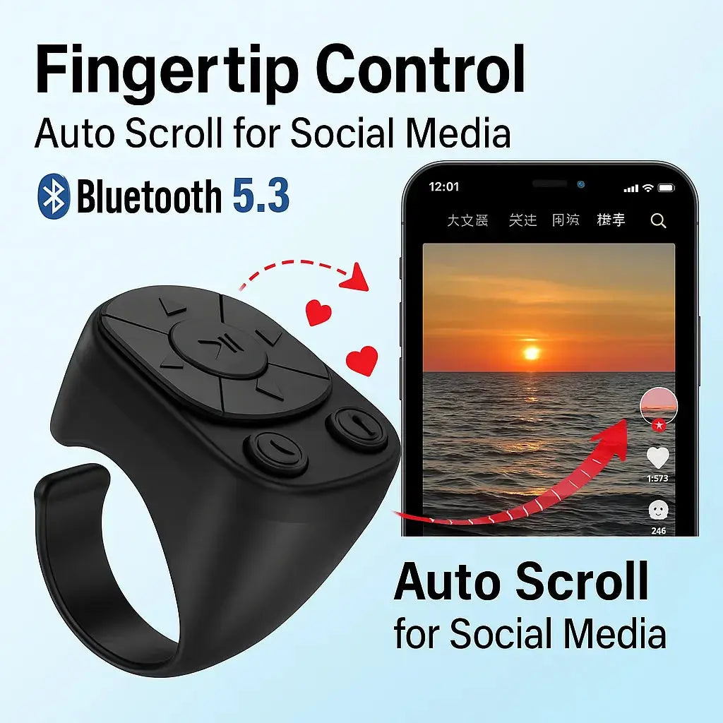 Bluetooth Remote Control for Effortless Photography & Scrolling
