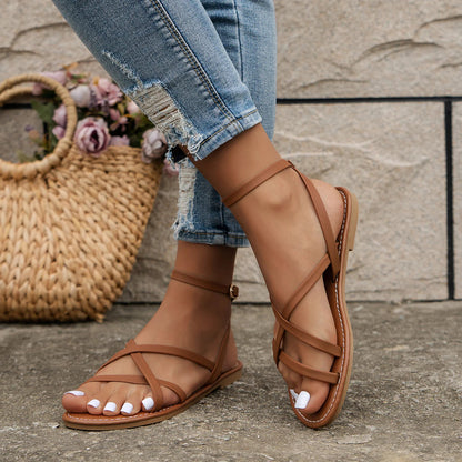Elegant Back-Zip Roman Sandals for Effortless Summer Style