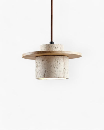 Rustic Pendant Light with Travertine Stone for a Warm Glow
