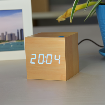 Elegant Wooden LED Digital Clock