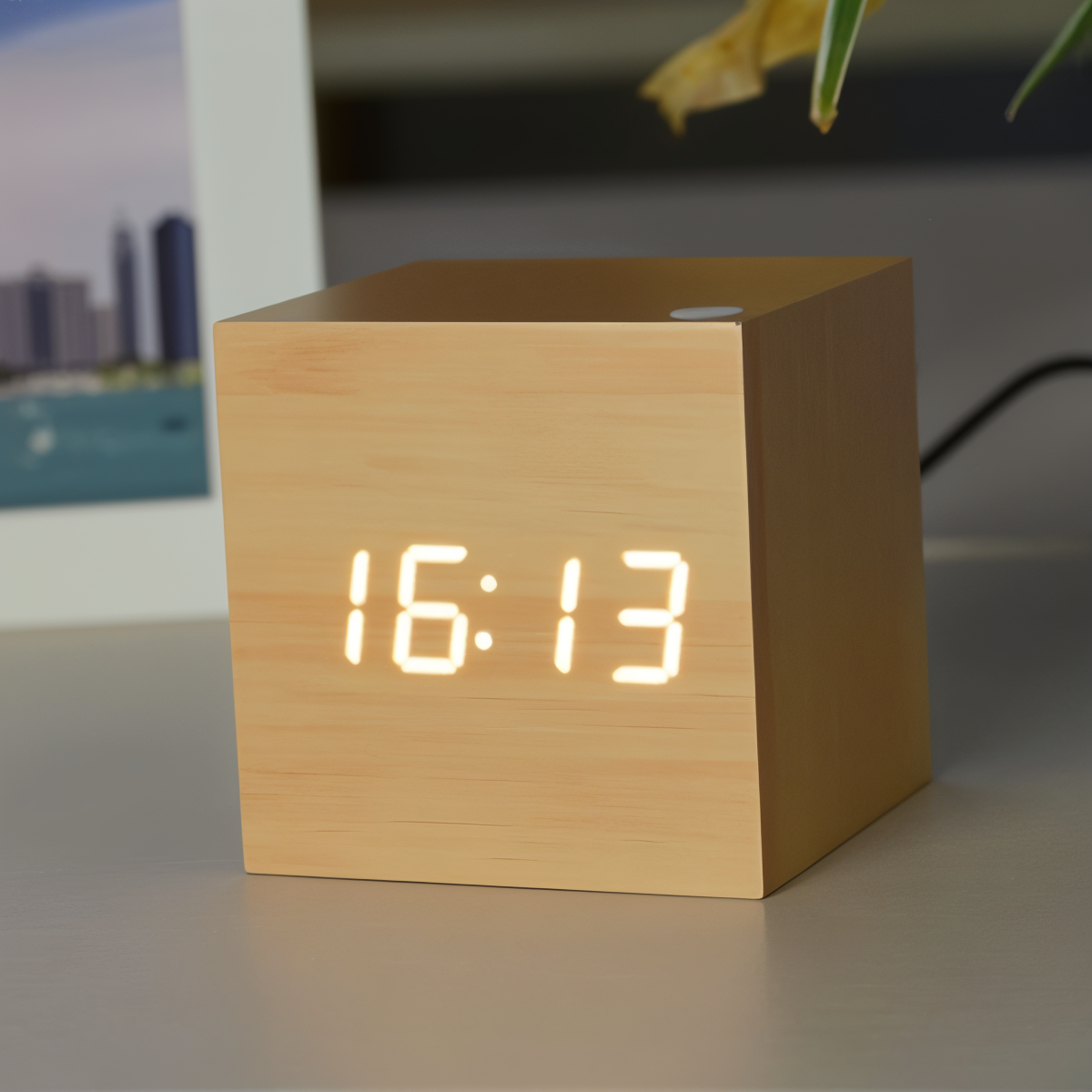 Elegant Wooden LED Digital Clock