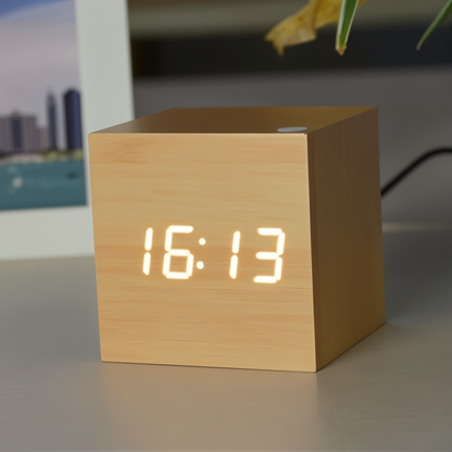 Elegant Wooden LED Digital Clock