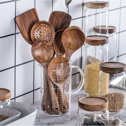 Set of Kitchen Utensils Made from Wood