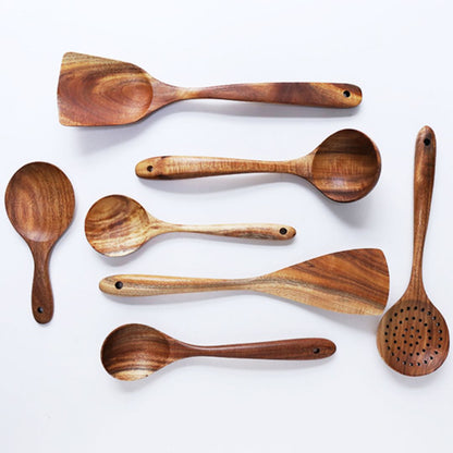 Set of Kitchen Utensils Made from Wood