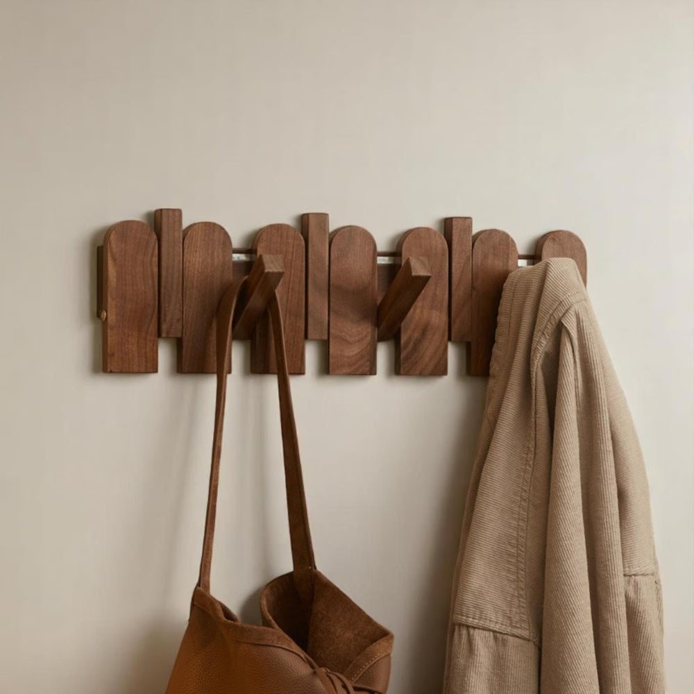 Stylish Wooden Coat Rack with Musical Design