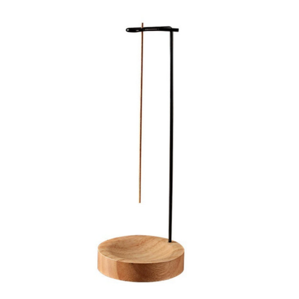 Artisan Wooden Incense Holder with Sturdy Metal Frame
