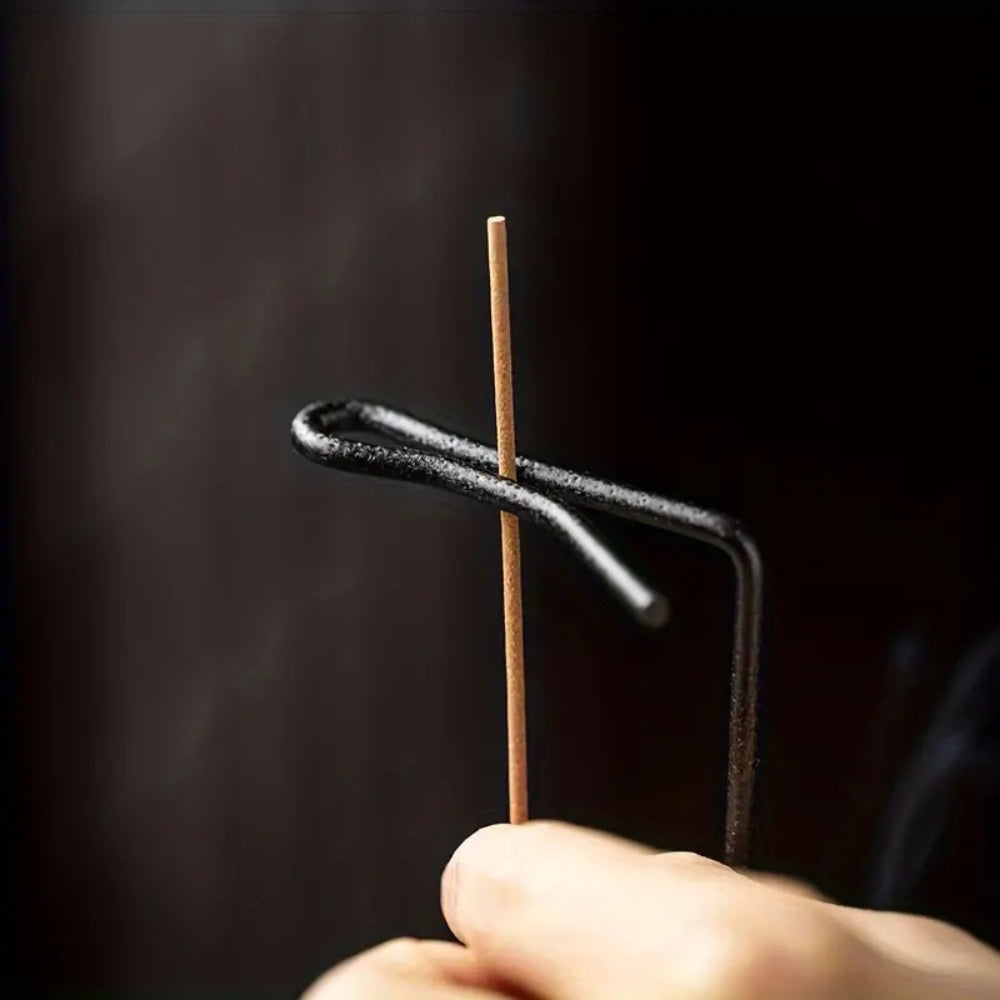 Artisan Wooden Incense Holder with Sturdy Metal Frame