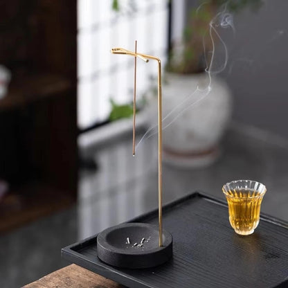 Artisan Wooden Incense Holder with Sturdy Metal Frame