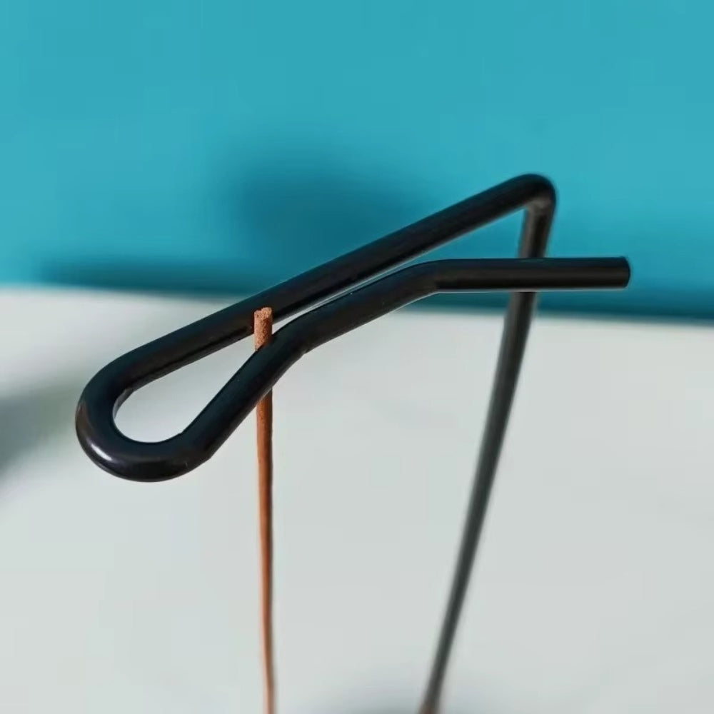 Artisan Wooden Incense Holder with Sturdy Metal Frame