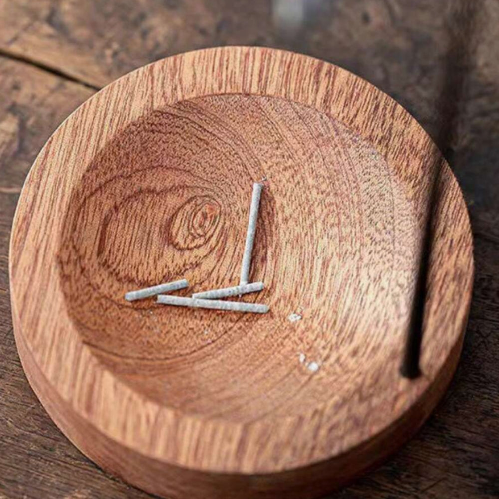 Artisan Wooden Incense Holder with Sturdy Metal Frame