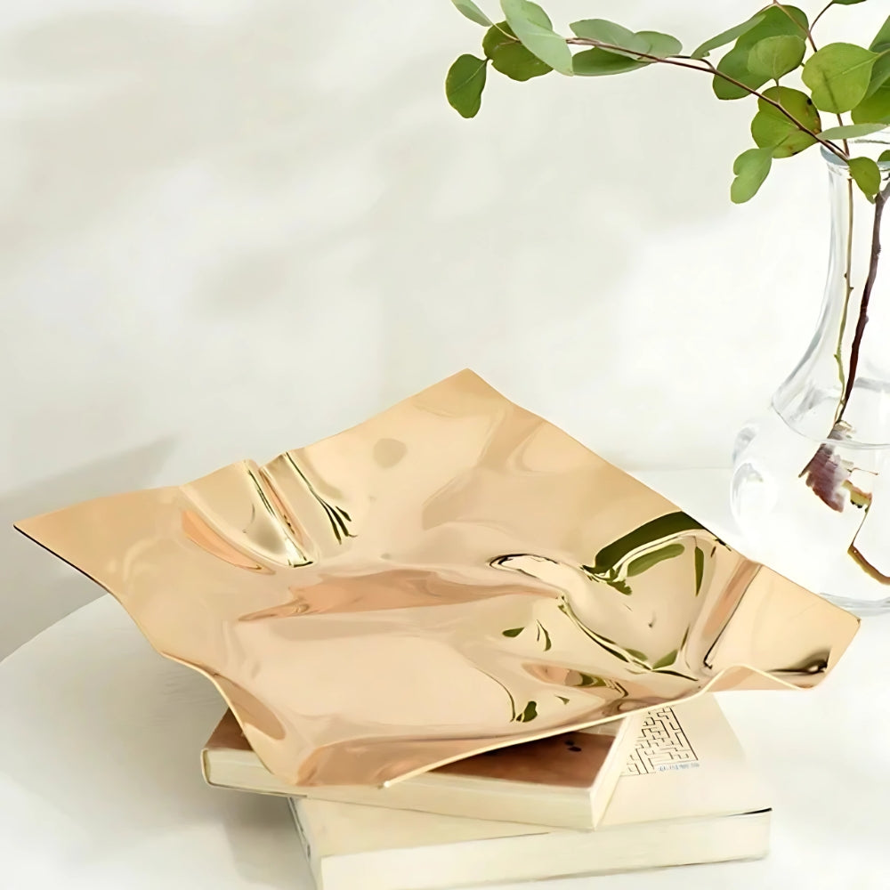 Sleek Textured Stainless Steel Decorative Tray