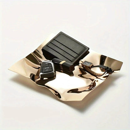 Sleek Textured Stainless Steel Decorative Tray