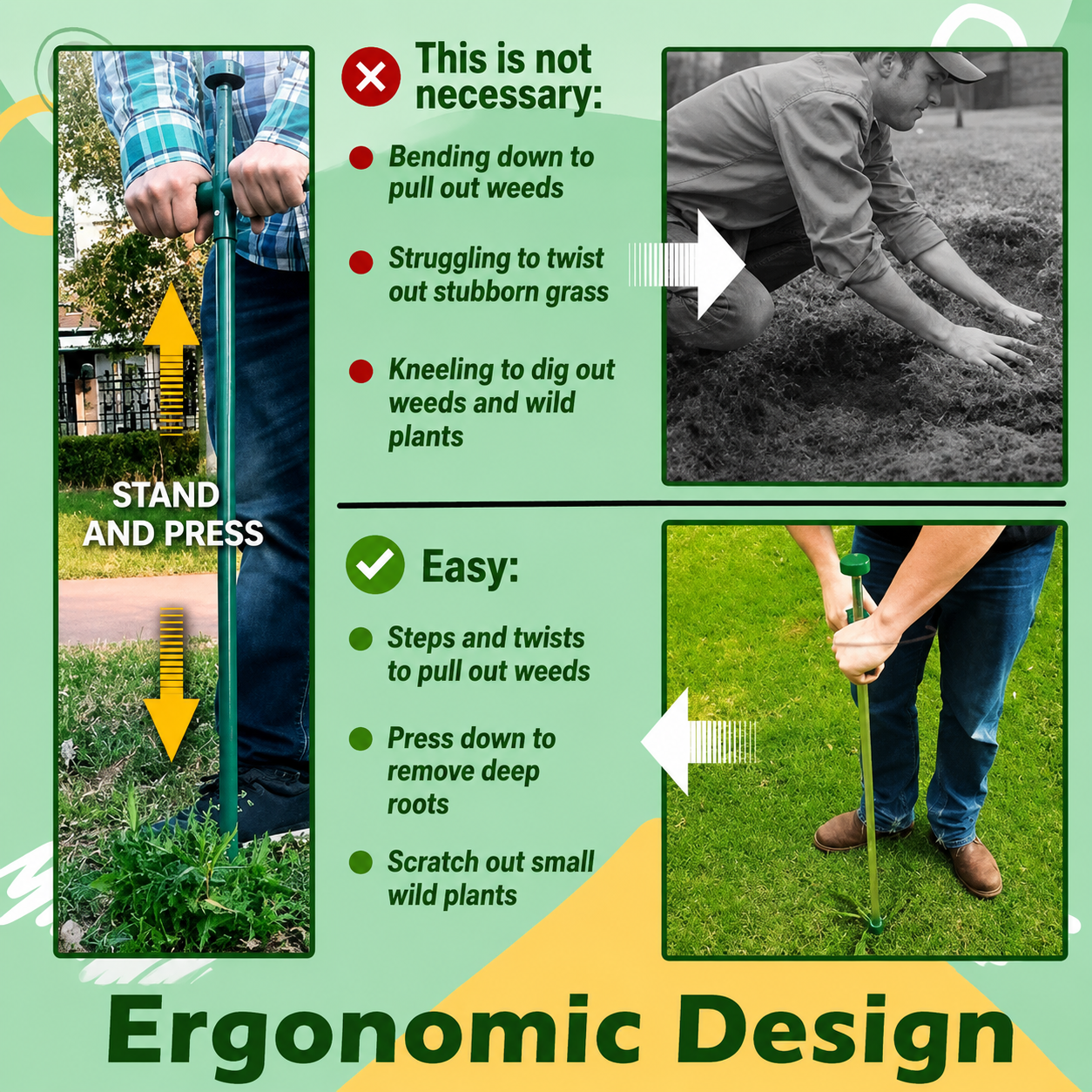 RootRemover Pro | Ergonomic Weeding Tool | Stand Tall