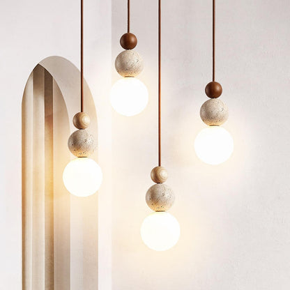 Minimalist Travertine Pendant Light Fixture in Contemporary Design