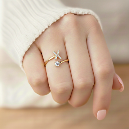 Adjustable Initial Ring Classic with Gift Box and Message Card