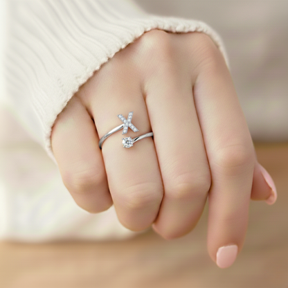 Adjustable Initial Ring Classic with Gift Box and Message Card