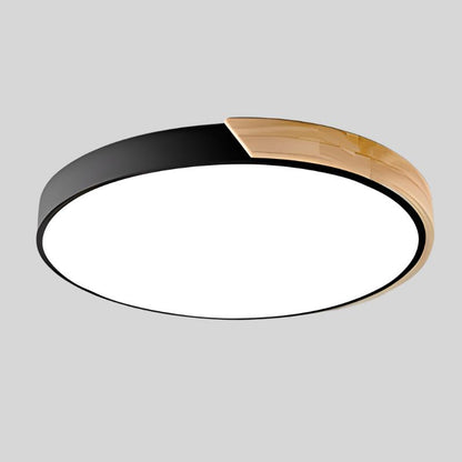 Nordic Style Circular LED Ceiling Light in Wooden Finish