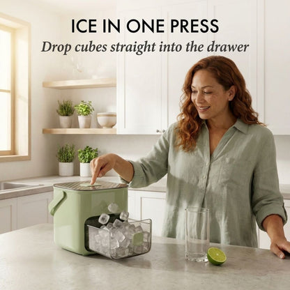 Effortless Ice Cube Maker with One-Touch Release & Storage Box | 48 Cubes (2 Trays) with Lid & Scoop | BPA-Free