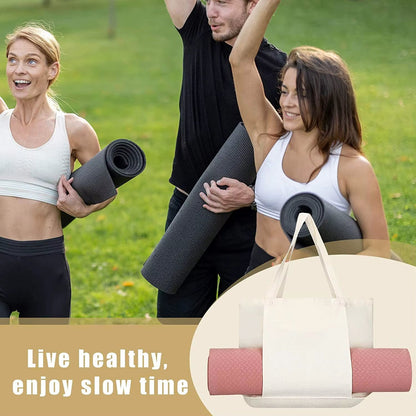 Canvas Yoga Mat Tote with Adjustable Strap & Extra Storage for Travel