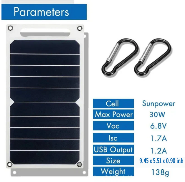 Portable USB Battery with Waterproof Solar Panel