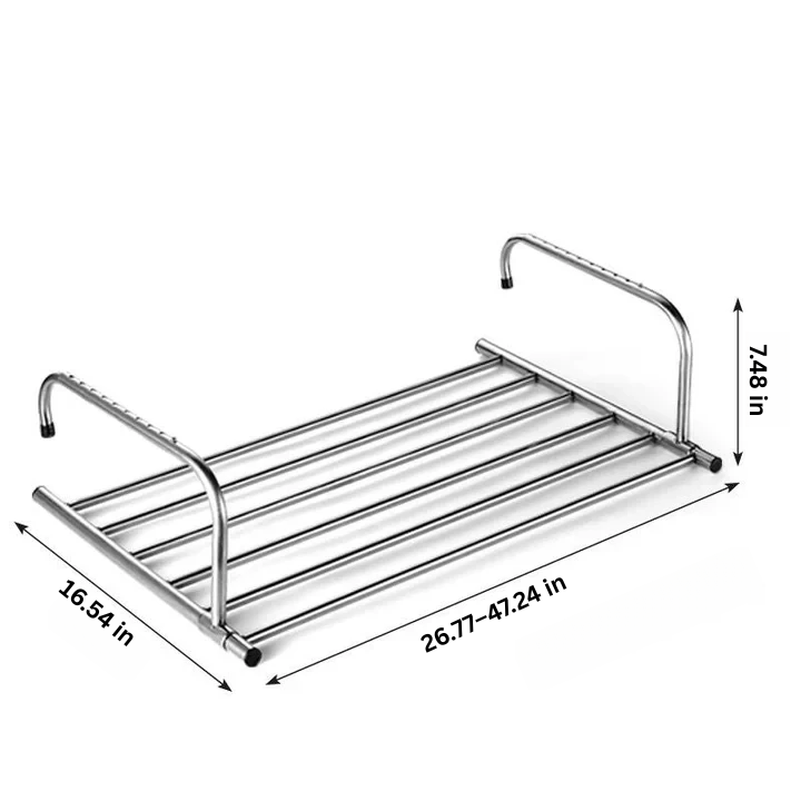 Foldable Stainless Steel Clothes Drying Rack for Balconies - Extendable
