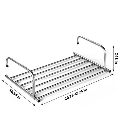 Foldable Stainless Steel Clothes Drying Rack for Balconies - Extendable