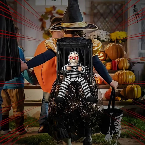 Spooky Halloween Decor – Animated Prisoner in Cage with Sound & Motion