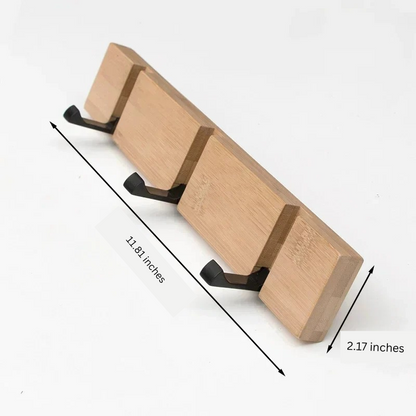 Wall-Mounted Wooden Coat Rack with Concealed Hook