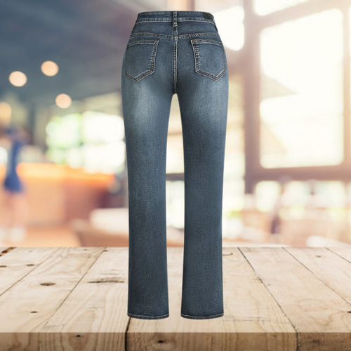 Retro Chic High-Waisted Flared Denim Trousers