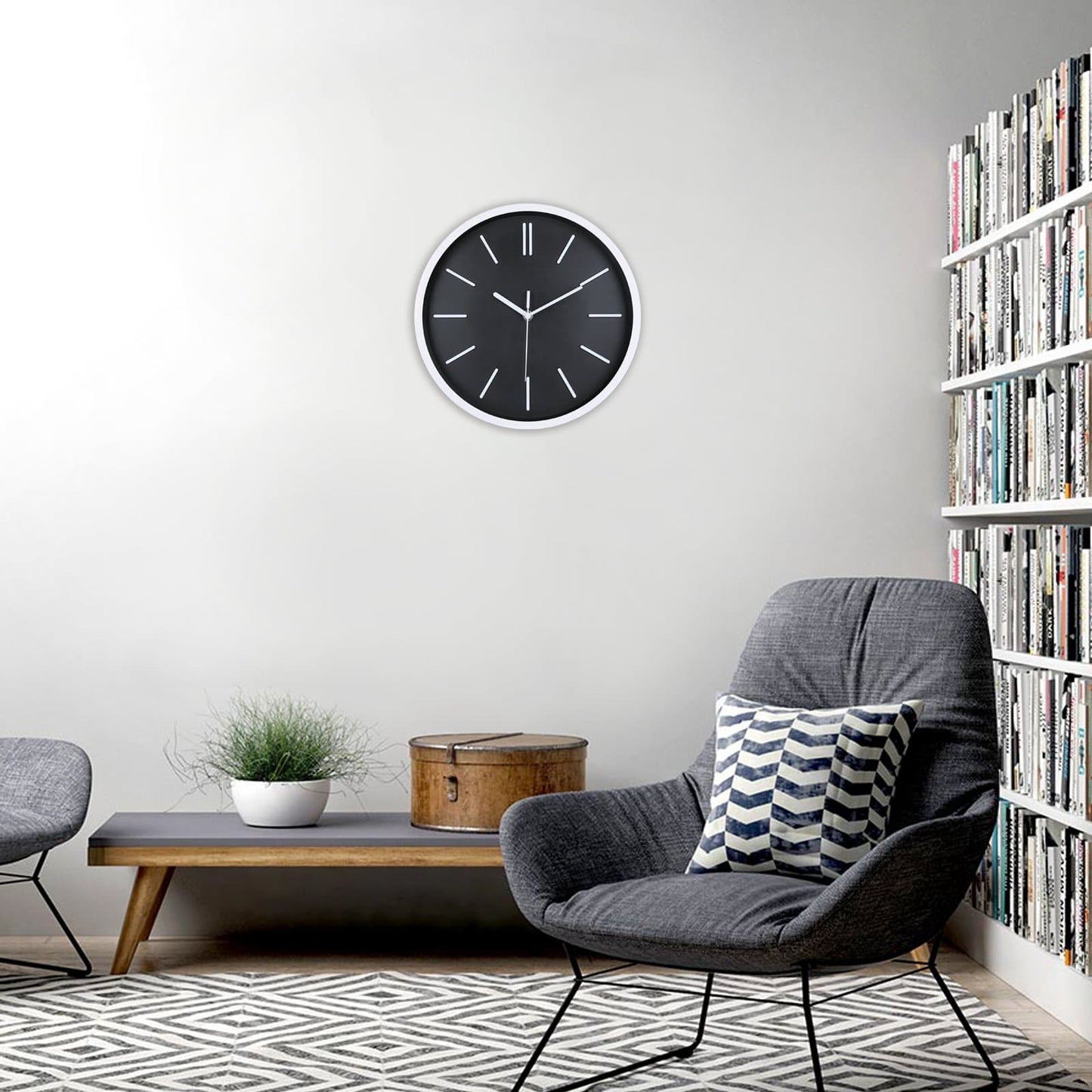 3D Wall Clock with Minimalist Tick Marks Design