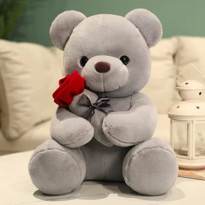 Soft Teddy Bear with Roses – Ideal Romantic Gift for Valentine's Day or Loved One