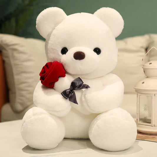 Soft Teddy Bear with Roses – Ideal Romantic Gift for Valentine's Day or Loved One
