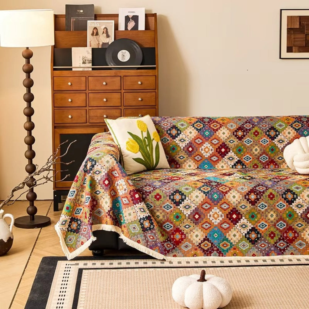 Vibrant Geometric Bohemian Sofa Protector