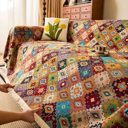Vibrant Geometric Bohemian Sofa Protector